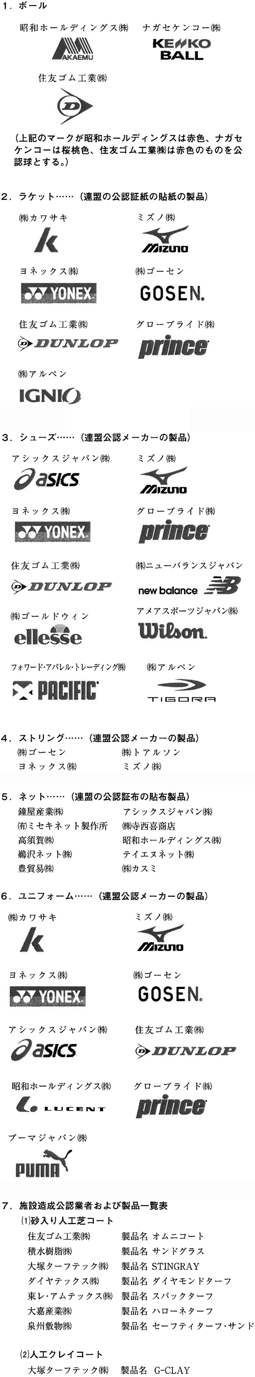 日本ソフトテニス連盟 公認メーカー 日本ソフトテニス連盟 公認メーカー